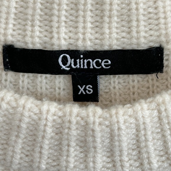 Quince Mongolian Cashmere Fisherman Crewneck Sweater XS Heritage Boxy Cozy Ivory - Picture 7 of 8